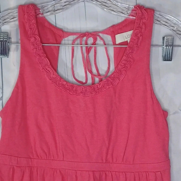 Loft coral pink sleeveless dress with tie back - Picture 2 of 6